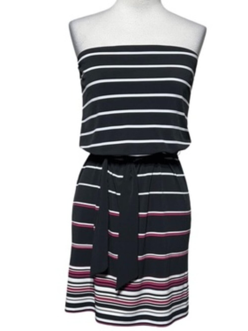 White House Black Market Jersey Dress, Strapless Striped, WHBM, XXS, EUC
